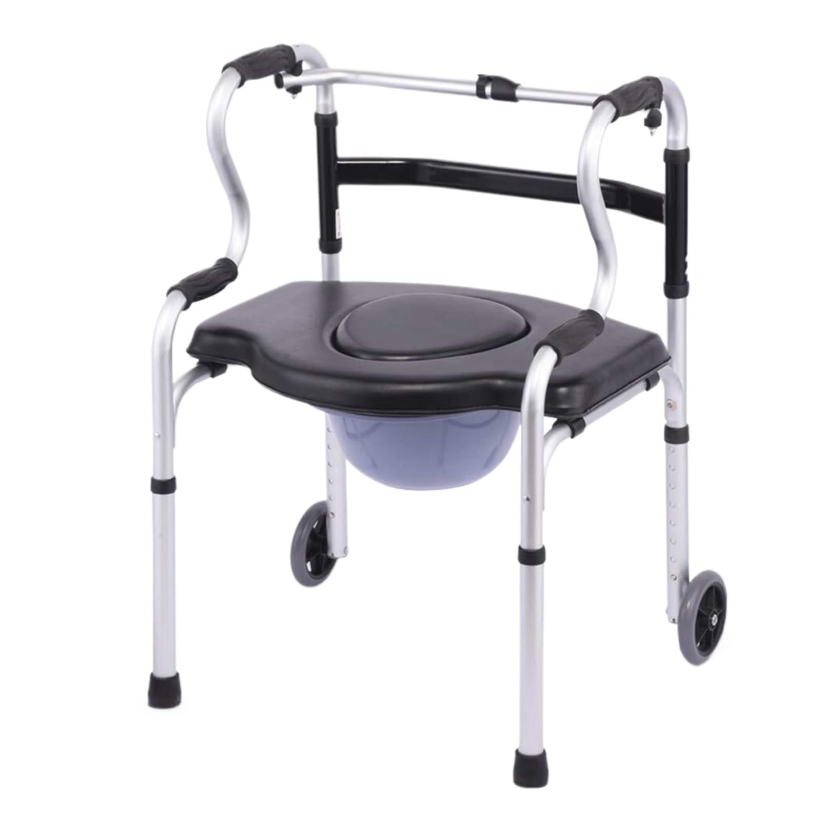 Andador Andador plegable for baño, con ruedas y orinal, ajustable en altura for personas mayores y adultos.
