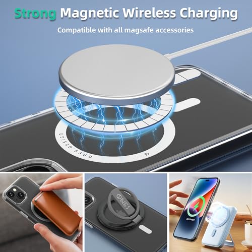 【米軍MIL規格・Magsafe対応】ONES iPhone 13 用 ハードケース 艶消し·透明 耐衝撃 マット 半透明 エアバッグ構造 高靭性PC背面パネル 衝撃吸収シリコンバンパー レンズ・画面保護 指紋防止 黄変防止 滑り止め 超軽量 Qiワイヤレス充電対応 マグネット カバー