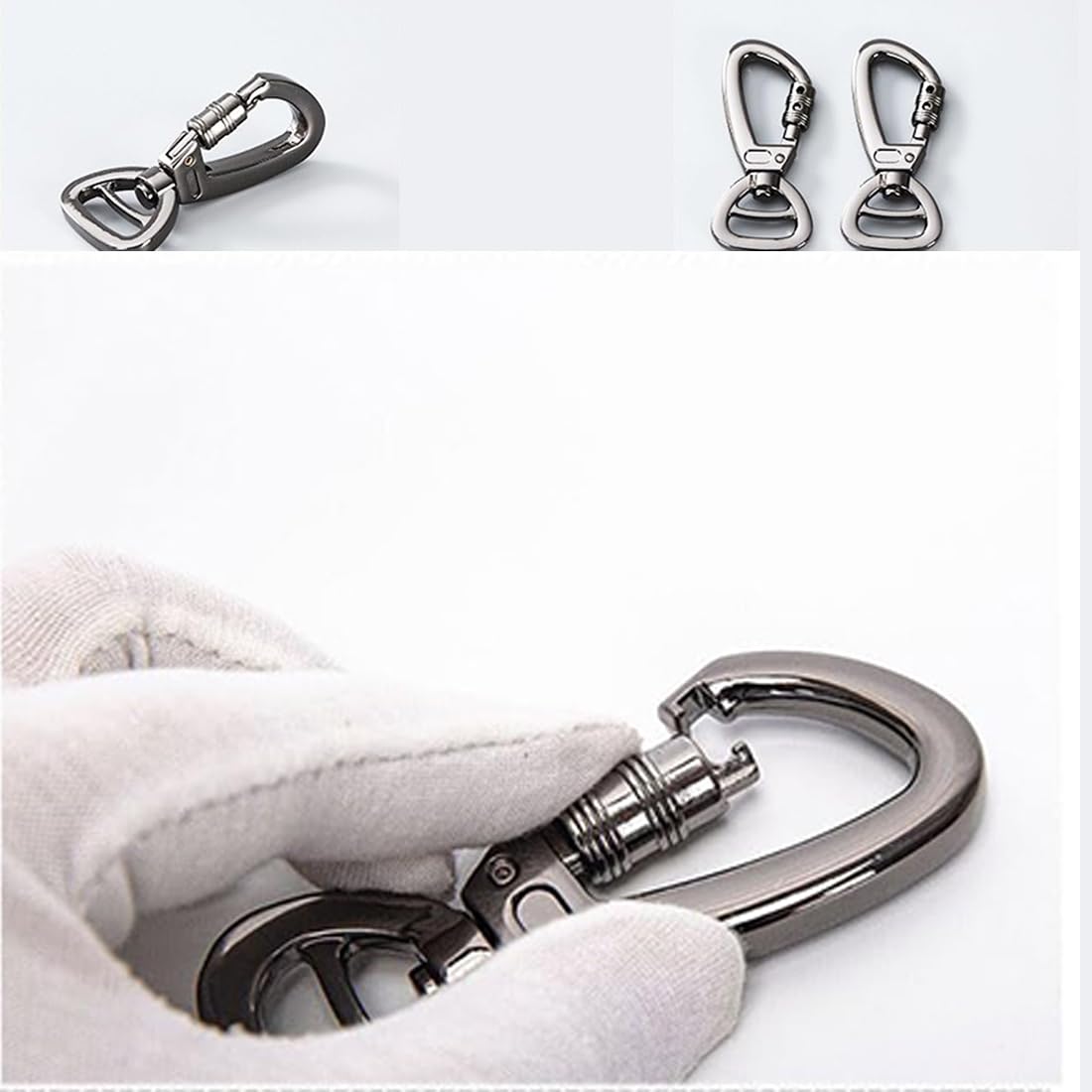2 PCS Moschettone per Guinzaglio per Cani, Ganci Portachiavi, Moschettoni Forma D in Acciaio Inox, Utilizzati per Alpinismo, Moschettone in Acciaio 60 mm da Utilizzare con Guinzaglio Paracord