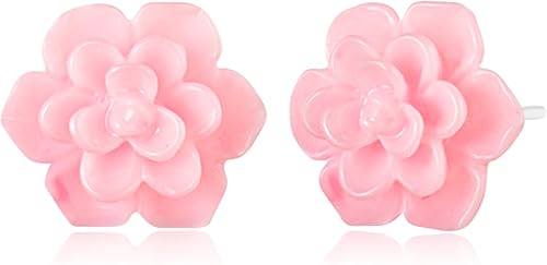 Plastic Earrings, KMEOSCH 2 Pairs Plastic Wood Scents Flowers Earrings Studs for Sensitive Ears