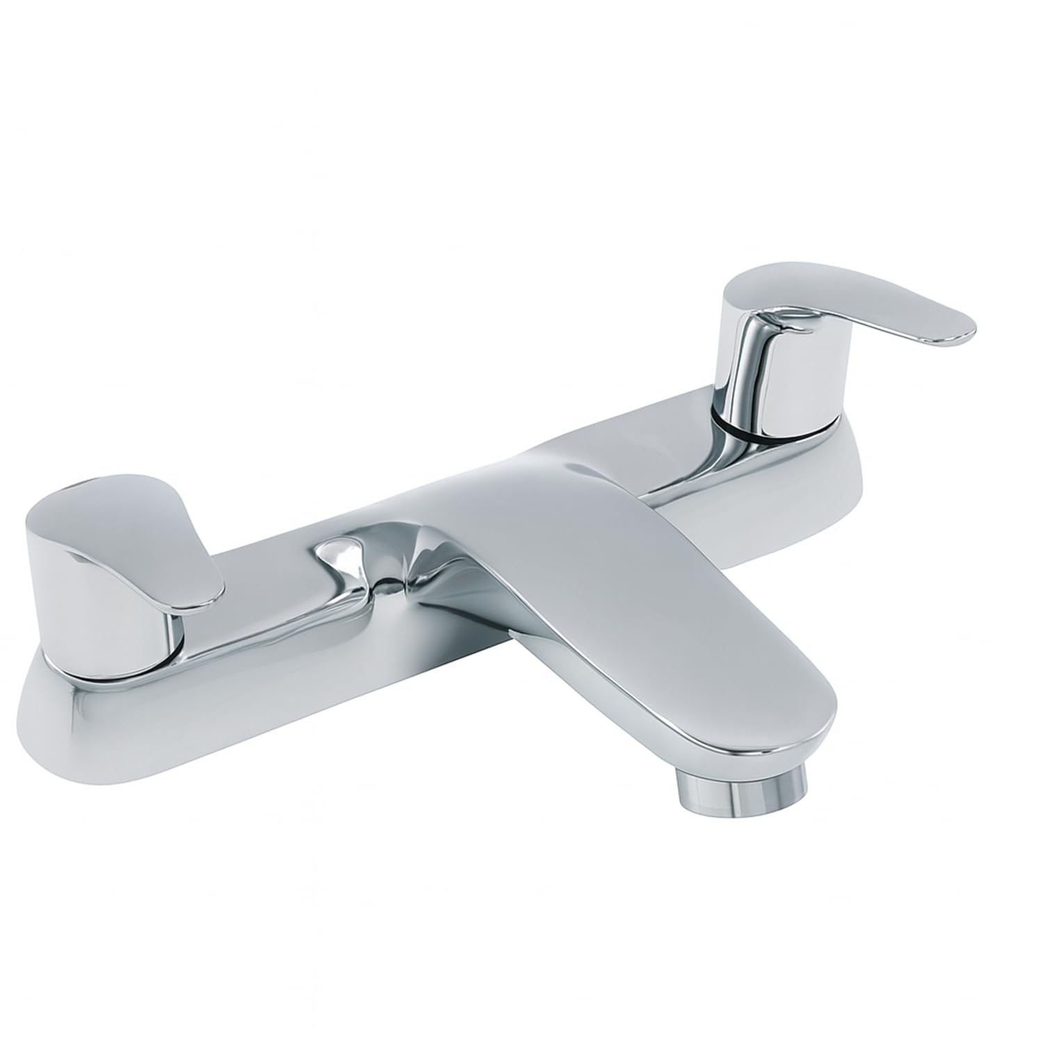 Xcel Home Silver S12 Curve Deck Bath Filler Chrome | Modern Dual Lever Tap | Durable Brass Construction | Stylish Bathroom Mixer