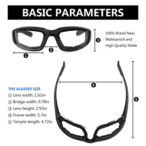 image for surpassme 4 Pair Motorcycle Riding Glasses Padding Goggles UV Protecti