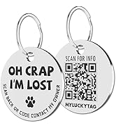 MYLUCKYTAG Stainless Steel QR Code Pet ID Tags Dog Tags - Pet Online Profile - Scan QR Receive In...