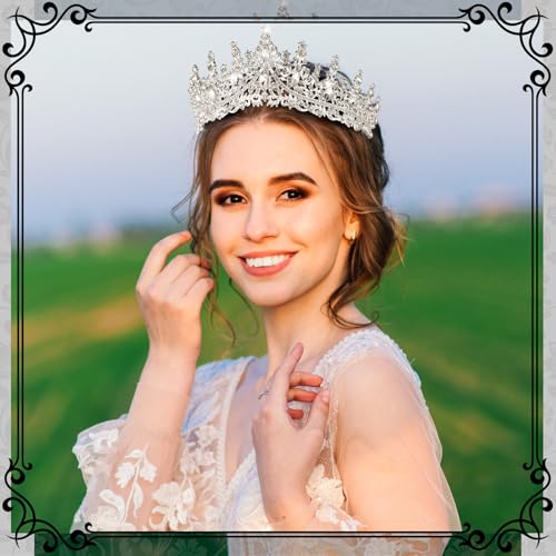 Kigeli 4 Pack Queen Crowns for Women Pageant Crown with Combs Princess Rhinestones Tiara Headband Prom Tiara for Quinceanera Birthday Cosplay Wedding(Silver)