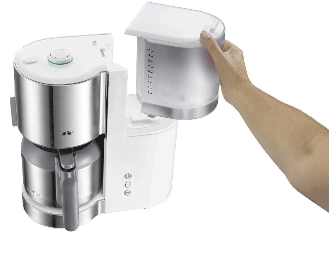 Braun IDCollection KF 5105 WH - Cafetera de filtro con AromaSelect y termo de 10 tazas, 1000 W, color blanco y acero inoxidable