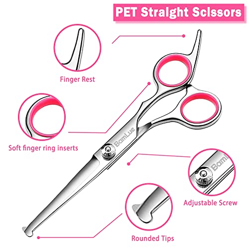 6 in 1 Professional Stainless Steel 4cr Safety Round Tip Dog Grooming Scissors Antirust Shears Cat Grooming Scissors Pet Kit Thinning Straight Comb for Long Short Hairpink  Cucciolini Doodles 6 in 1 professional stainless steel 4cr safety round tip dog grooming scissors anti rust shears cat grooming scissors pet kit thinning straight comb for long short hair pink   cucciolini doodles