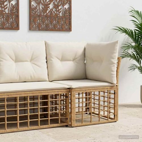 Teenpull Modulares Outdoor-Ecksofa Natur Poly-Rattan wetterfest mit abnehmbarem Kissenbezug...