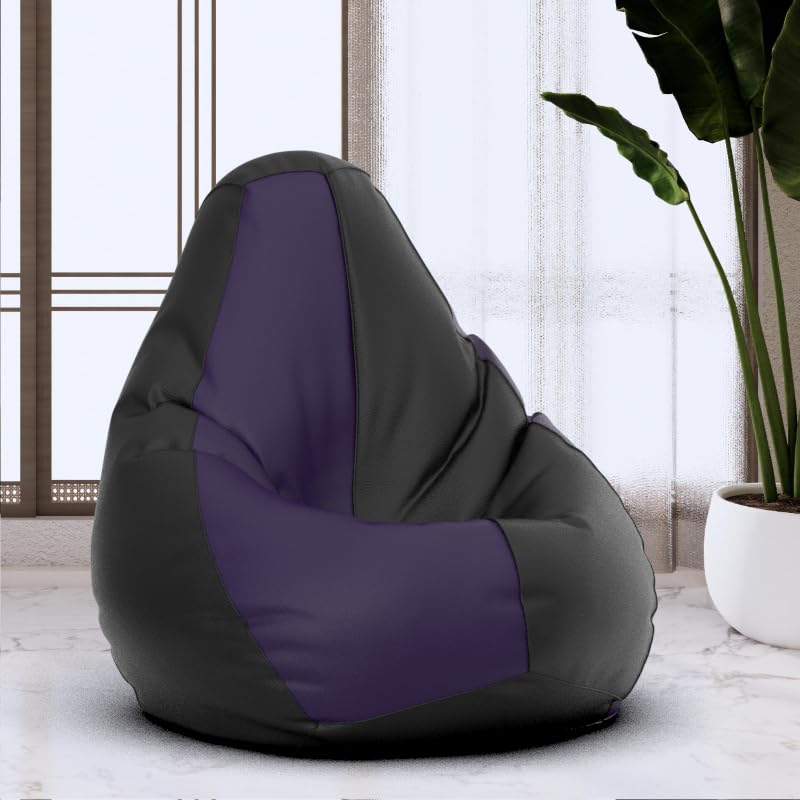Image of Bean Bag Chair Cover | Size: 0XL | Color: Black Indigo | Without Beans | Premium Leatherette Cover (CMF 0305)