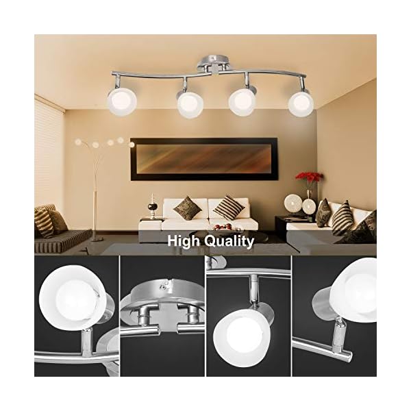 Comlzer LED Deckenleuchte 4-flammig Deckenlampe, E14 Fassung mit 4 x 5W Led Lampen, Drehbar Deckenstrahler für… – Bild 5