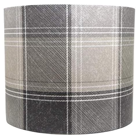 Grey Tartan Drum Lampshade for Decor Cover