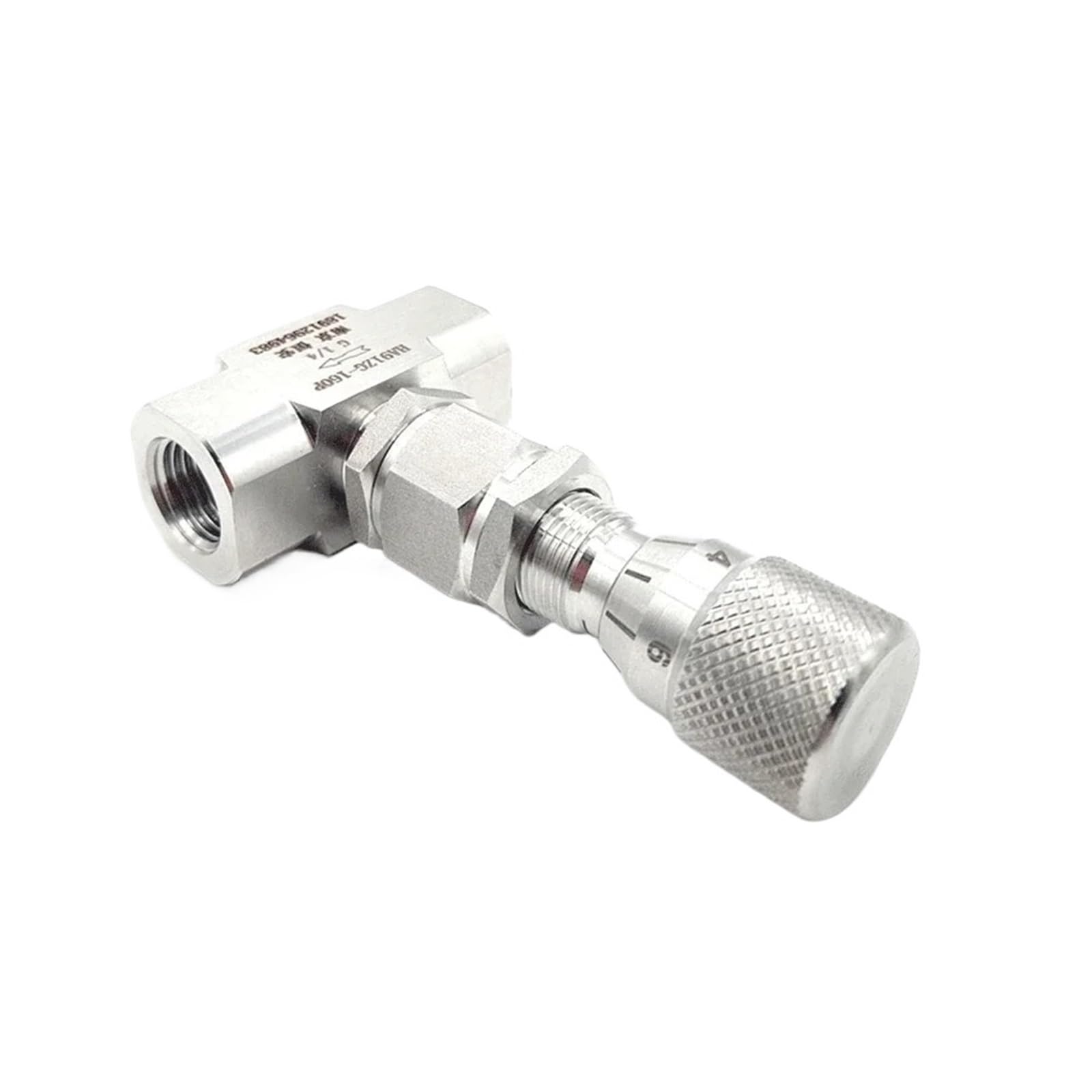 Válvula de aguja de medición micro reguladora de flujo SUS304/316L BSP NPT hembra recta recta de 0.1-0.5 pulgadas para agua, gas, aceite (0.12 pulgadas-NPT-1.2 mm, recto 304)