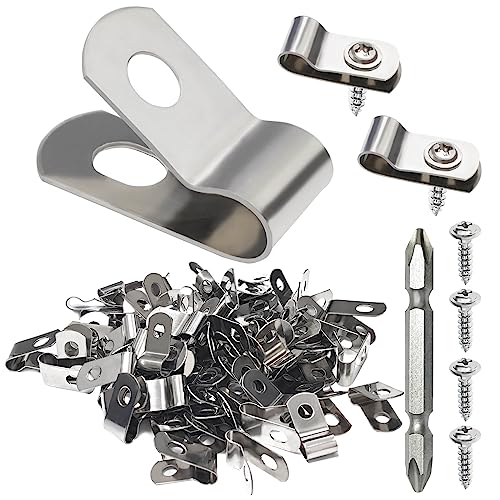 BESTEEL Upgraded 200 Pcs T304 Stainless Steel Wire Clips Cord Clamp Agricultural Fencing Fence Wire Clamps for 4 6 8 and 10-16 Gauge Wire Fencing Livestock Fencing clips for Wood Metal or Vinyl