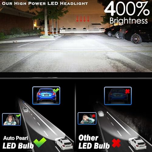 Image of Auto Pearl 9005 LED-Headlight Bulb for Car 80W 3500LM 6000K, White (9005 Car LED-Headlights Bulb), Pack of 2