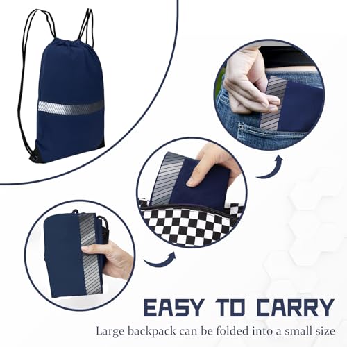 Image of AYKRM Navy Drawstring Backpack Bag work Sackpack