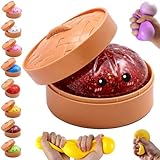 Dumpling Squishy Mystery Box, Dumpling Squishy Stress Ball, Soft Slow Rising Squeeze Dough with Steamer Case, Sensory Fidget for Adults Teens, Easter Basket Stuffer Gift (Style4)