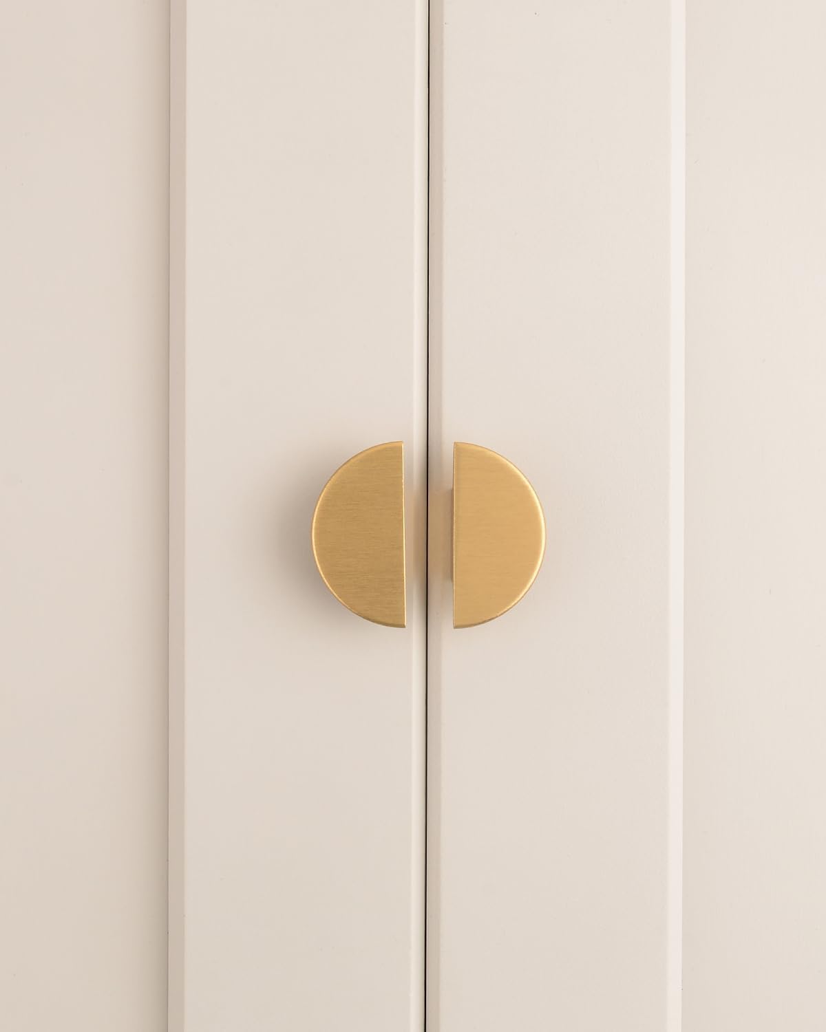 6 Pack Brushed Brass Gold Cabinet Handles Half Moon Knobs Dresser Pulls and Knobs Drawers Small Knob Single Hole Pulls Semi Circle Copper Color