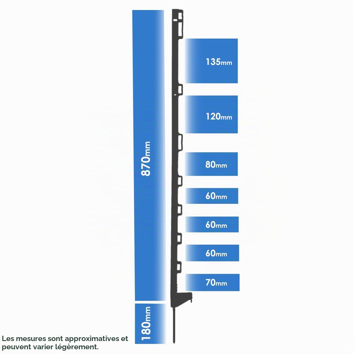 Lot de 20 piquets de clôture en plastique de 105 cm | Poteaux de clôture électriques mobiles renforcés | Comprend des clips adhésifs de 40 mm (bleu)