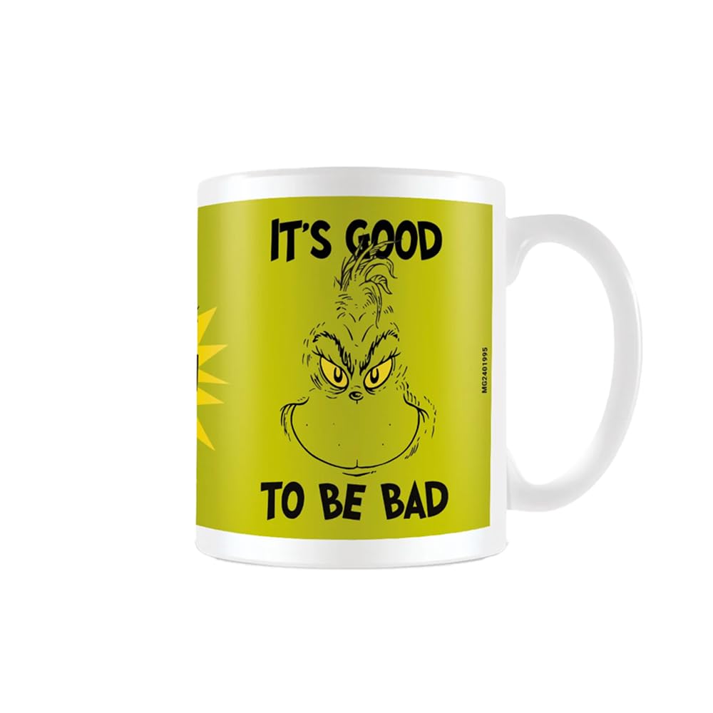 Pyramid International The Grinch It's Good to Be Bad White Ceramic Pod Mug – Quirky Holiday Coffee Cup, Dishwasher & Microwave Safe, 11oz, Great for Coffee, Tea, or Hot Cocoa