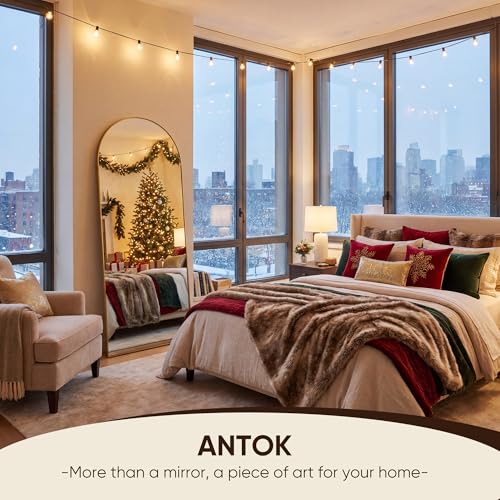Image of Antok 71 inch x28 inch Arched Full Length Floor Mirror, Gold Aluminum Frame, Free Standing /Wall Mount /Leaning for Bedroom, Living Room, Dressing Room