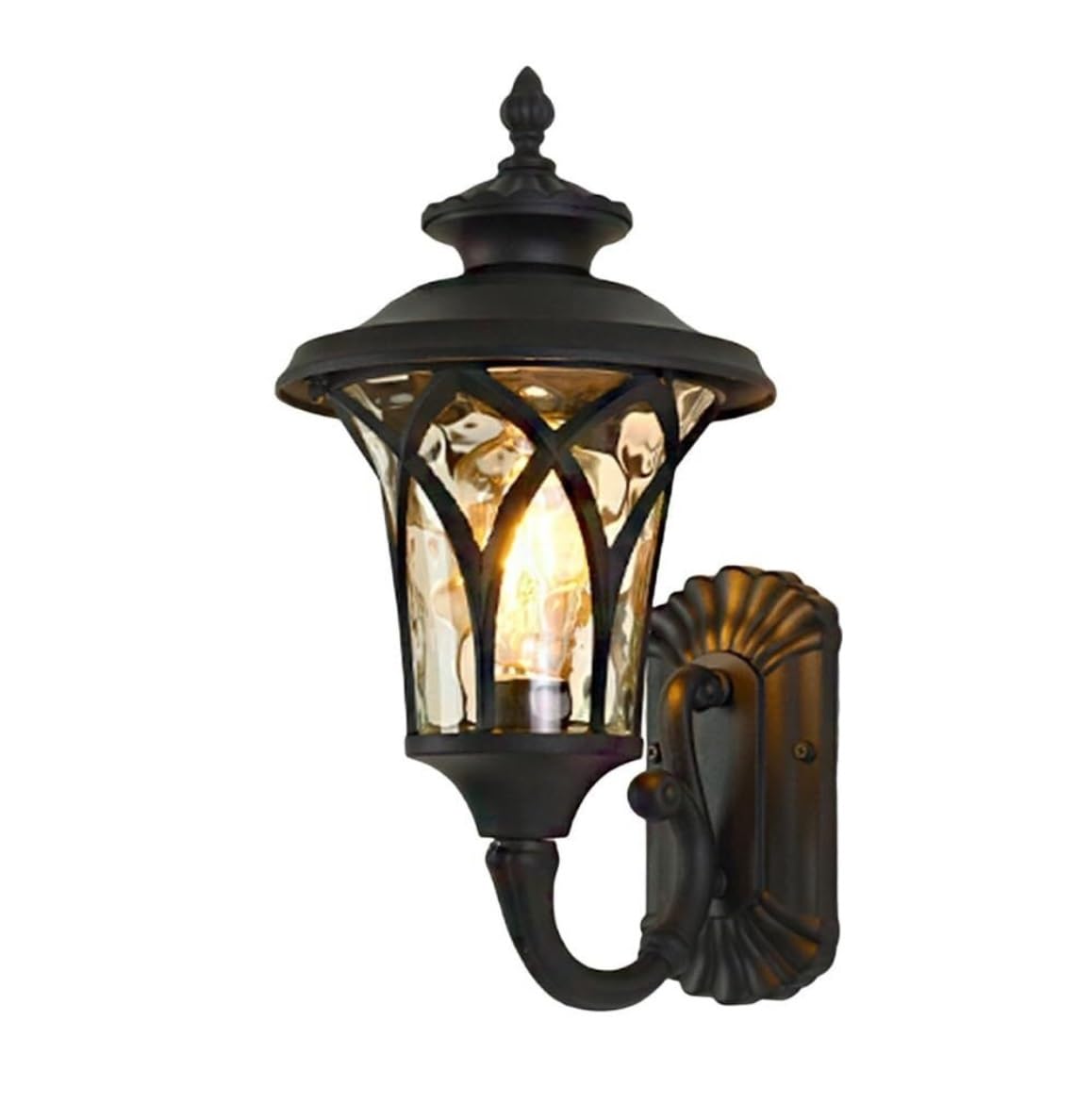 CVdrtyED Outdoor Wall Lights 17.3" Outdoor Wall Lamp Retro Waterproof Sconce Aluminum Light Exterior Glass Lantern for Villa Garden Durable Porch(Black,1 Pack)