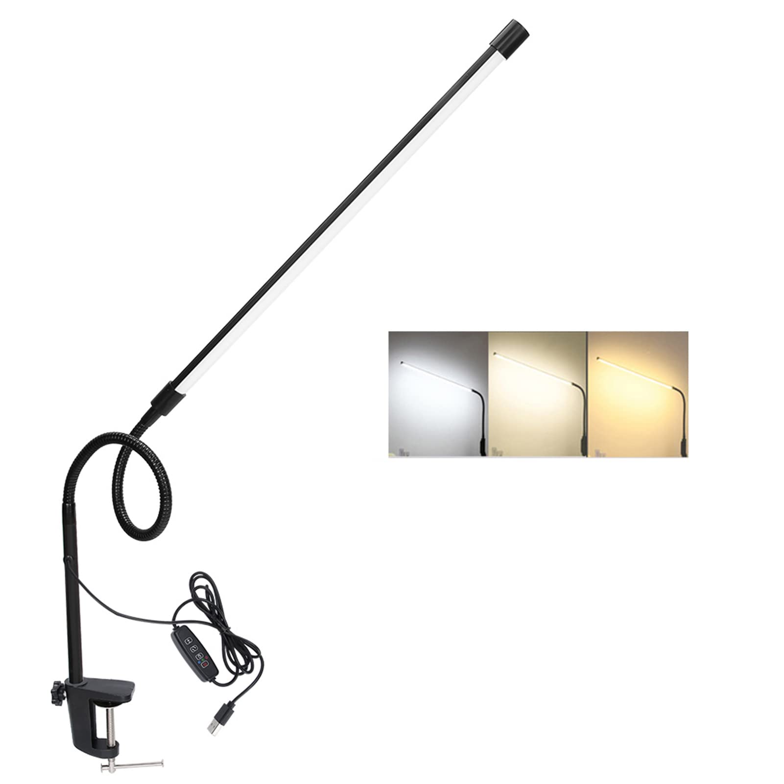 Lampada a Clip a LED Pieghevole a Braccio Lungo Lampada di Bellezza Lampada Per Unghie Lampada da Ricamo Lampada da Tavolo con Clip Lampada da Scrivania Colore Dimmerabile Regolabile