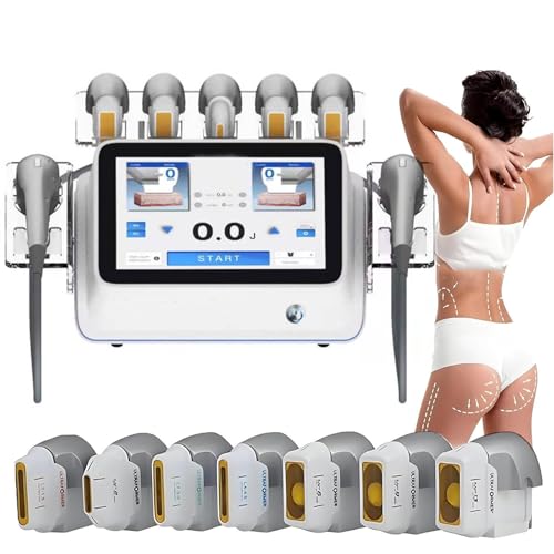 AityBuy Máquina Facial Y Corporal 7d Hifu, Dispositivo para El Cuidado De La Piel para Lifting, Reafirmación, Eliminación De Arrugas Y Esculpido - Incluye 7 Cartuchos De Profundidad