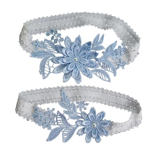 Homoyoyo 1 Par Liga De Encaje Nupcial Floral Boda Azul