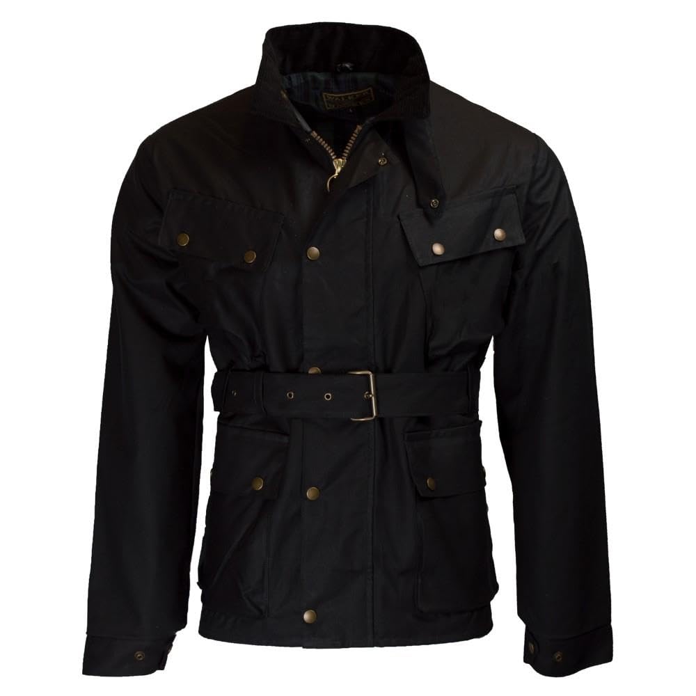 Walker & Hawkes - Veste cirée pour Homme Explorer - Ceinture/4 Poches - Style Motard