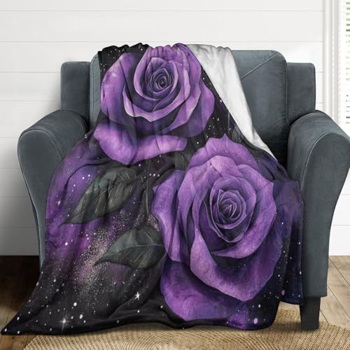 Couverture en flanelle imprimée LilaRosen en microfibre douce pour lit