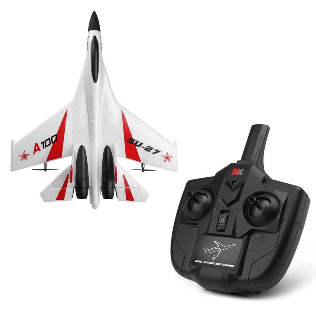 TIM-LI Remote Control Plane - Su 27/J-11Model RC Plane Glider 3CH EPP Remote Control Aircraft with 6-Axis Stabilizer System Ready, for Kids Adult,White