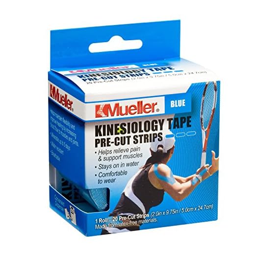 Mueller Sports Medicine Kinesiology Tape Pre-Cut Strips, Blue, 20 Strips (2" x 9.75" each)
