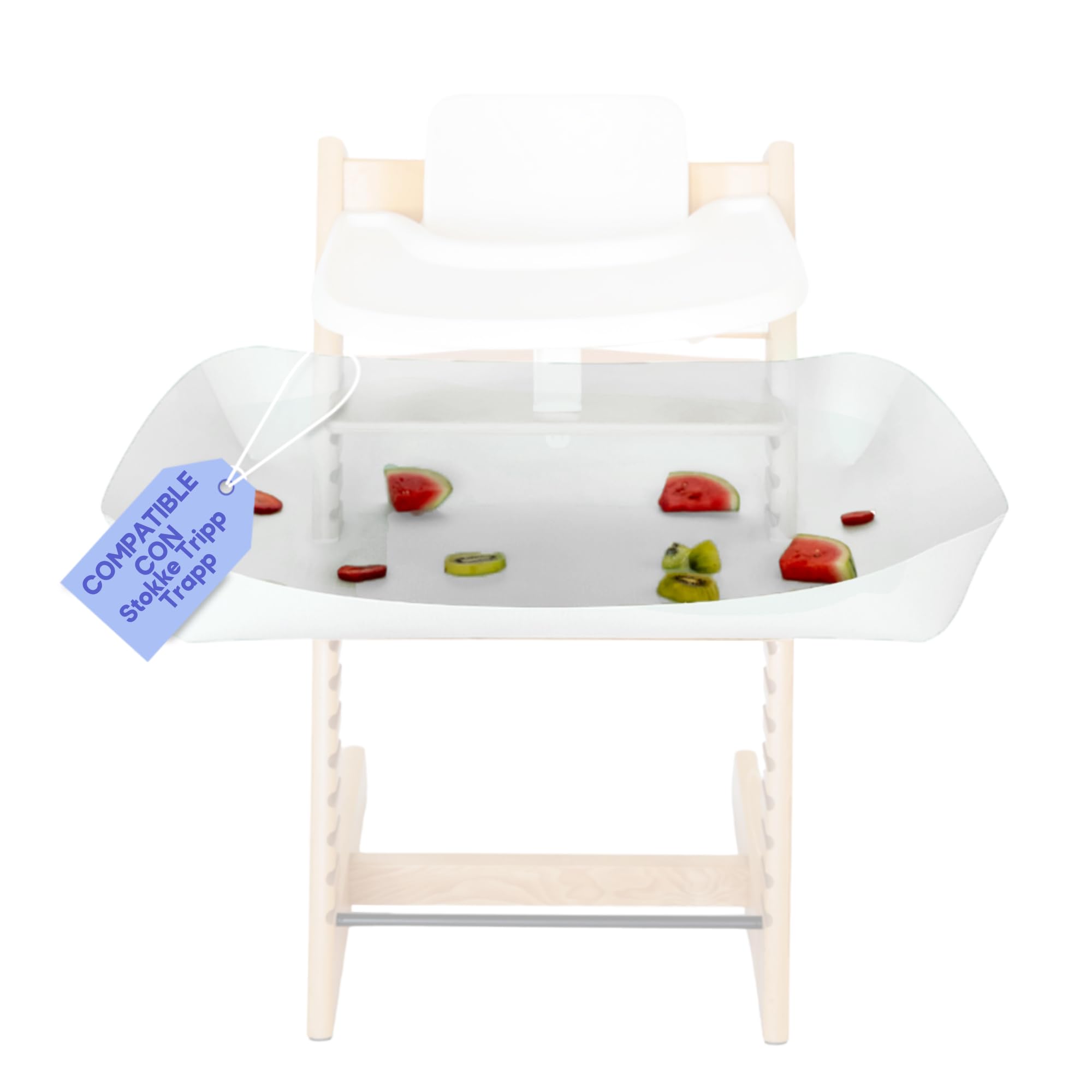 CATCHY Recogedor de Comida, Compatible con Stokke Tripp Trapp, Trona de bebe No Incluida, Recogedor de Comida y Restos para Bebés y Niños, Accesorio para Bajo de la Trona. Blanco