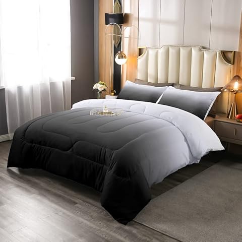 Grau-schwarzes Ombré-Bettwäsche-Set mit 2 Kissenbezügen Cover