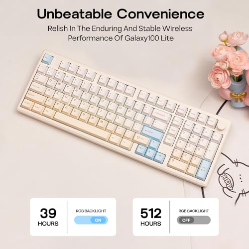 Image of EPOMAKER Galaxy100 Lite QMK /VIA Gaming Keyboard with 8000mAh Battery and Numpad, 1800 Aluminum Mechanical Keyboard, USB-C /BT /2.4Ghz, Hot-Swap, Creamy Sound (Creamy White, Wisteria Linear Switch)