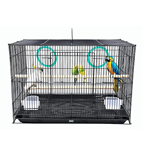 Image of Buraq 18 Inch Bird Cage Best for Lovebird, Parrot, Parakeet, Budgie, Cockatiel Cage Hammock Small Large Bird Cage with Birds Cage Accessories (18 Inch - Blue)