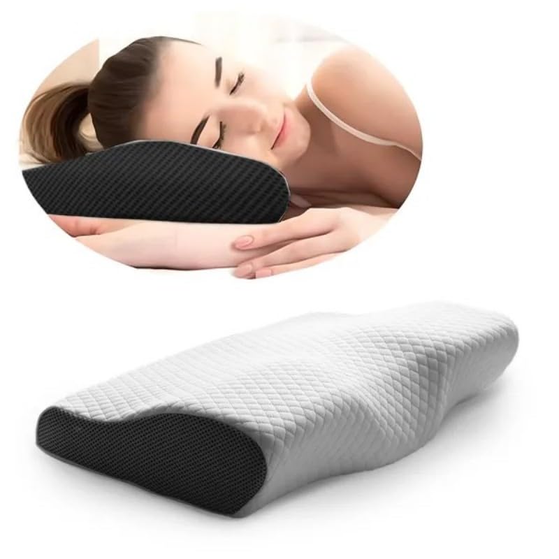 SWZEC Ortorex Cuscino Ortopedico in Memory Foam Sagomato per i Dolori Cervicali(Grigio,60X35CM)