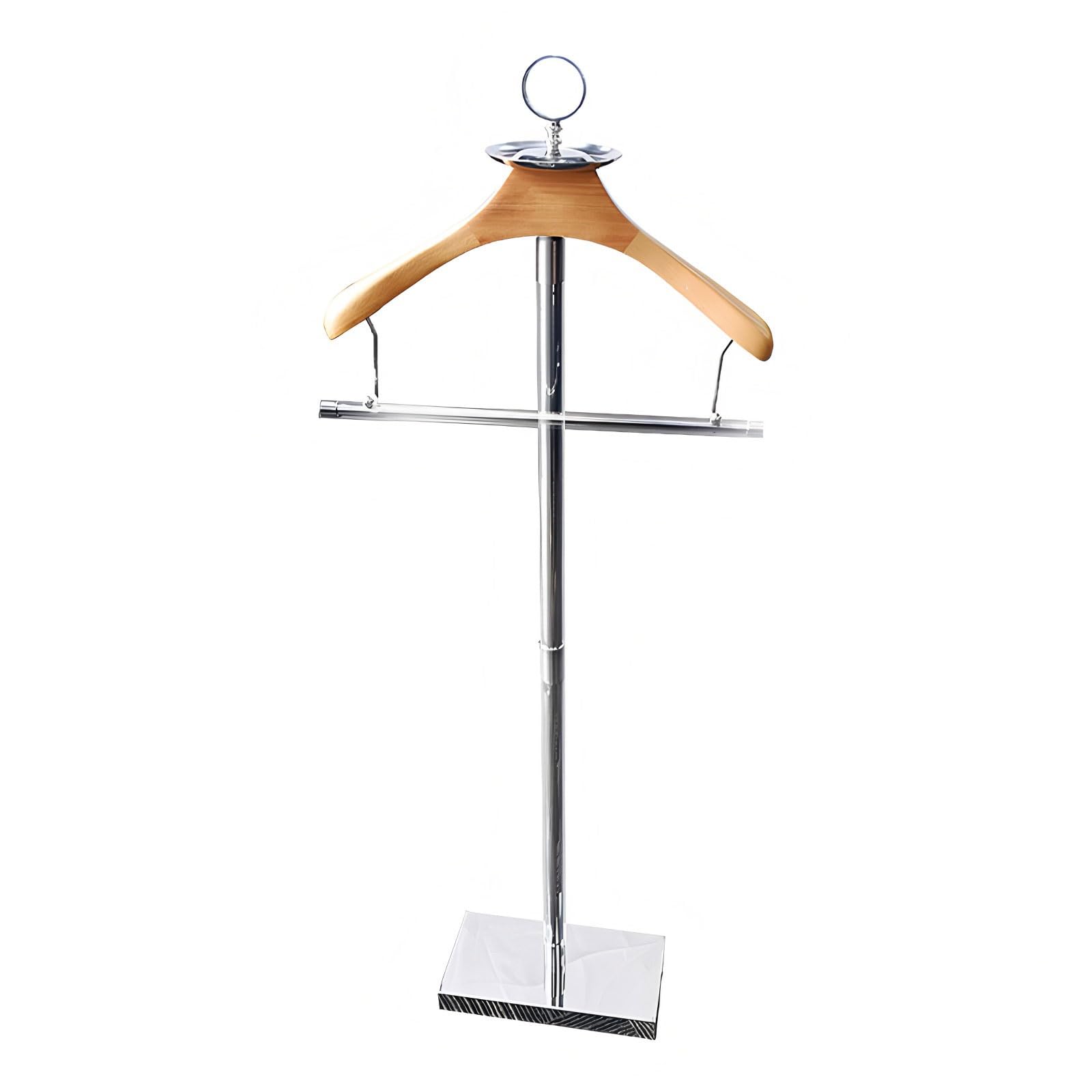 Gumatea Stainless Steel Valet Suit Rack Stand With Contour Hanger Trouser Bar Valet Stand With Sturdy Baseclothes Stand Used In Entryway Office Living Room