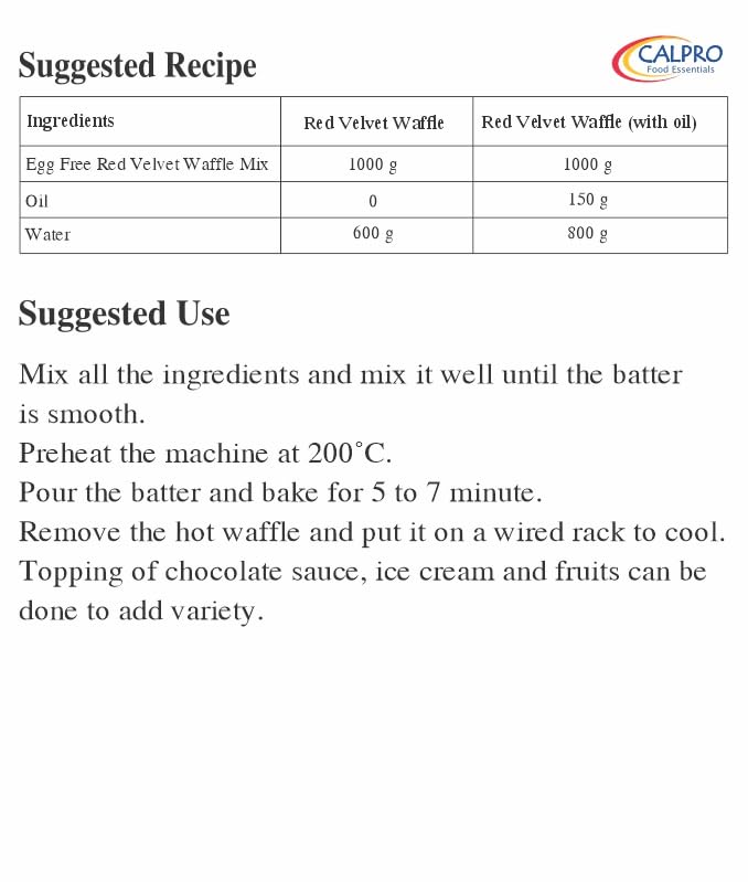 Image of Red Velvet Waffle Mix: Eggless Instant Premix for Baking | Crunch And Crust, Sweet Falvour ! Ready in 2 Min ! Melt-In-Mouth -100% Vegetarian ! Cake Mix Powder 1KG