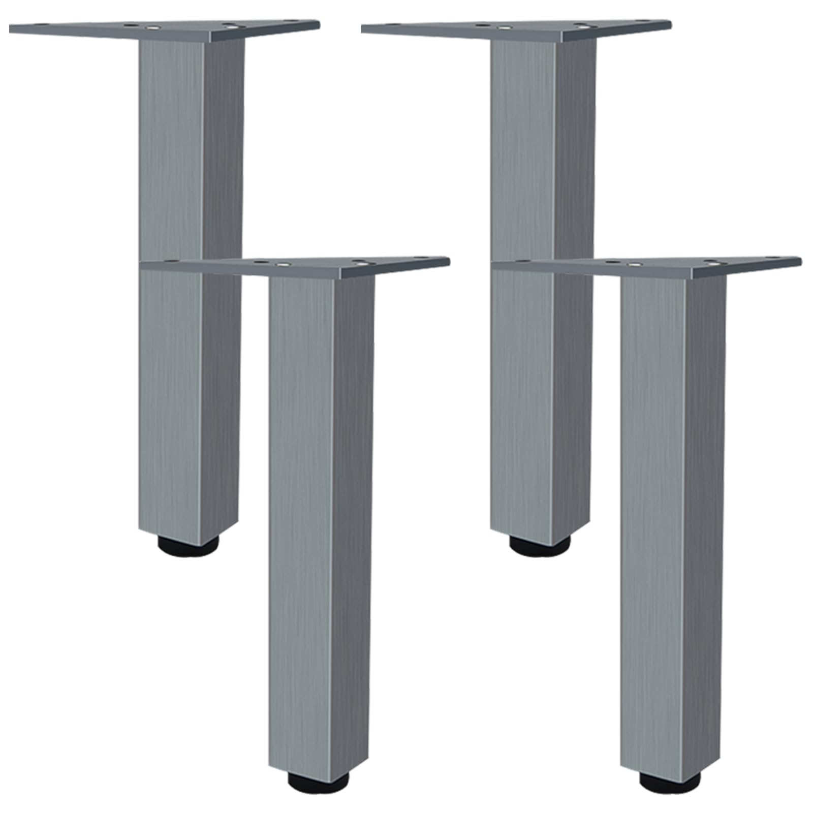 SZLXJMFL Gray, 4pcs Table Legs DIY Metal Furniture Feet Adjustable 6cm-40cm Heavy Duty Sofa Legs Cabinet Legs Cupboard Feet Kitchen Foot, Rubber Anti-slip Mat, Free Screw-18cm/7