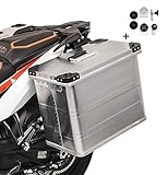 Kofferset bestehend aus 1 x 45l Alukoffer und Anbaukit für Kofferträger mit 16mm Rohrdurchmesser. Geeignet für Rund- und Vierkant-Kofferträger. Universal-System ermöglicht die Montage von Seitenkoffern und Trägern beliebiger Hersteller