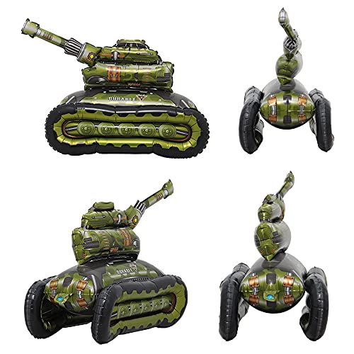 Self standing 4D Aluminum foil balloon toy armed forces digger engineering vehicle children birthday balloon decoration party decoration (3D Tank) - Image 4