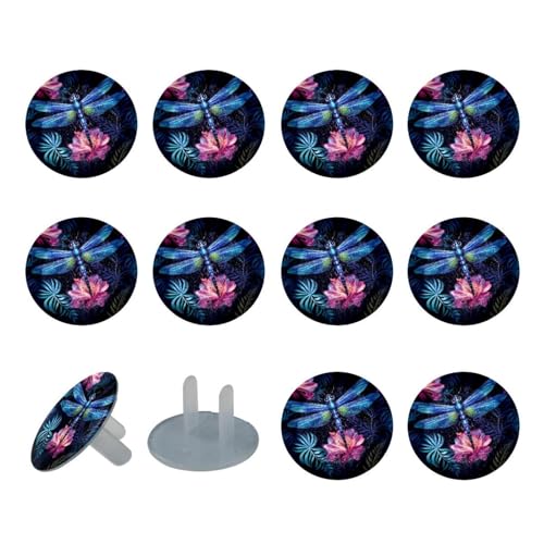 12 Pcs Childproof Outlet Covers, Dragonfly Baby Child Safety Socket Protection Caps
