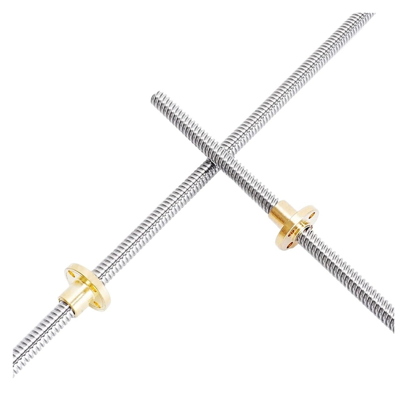 Metal Ball Screw nut end Processing T8 100mm-550mm Lead Screw Thread 8mm Pitch 2mm Lead 2mm with Brass Nut Trapezoidal Rod(200mm)