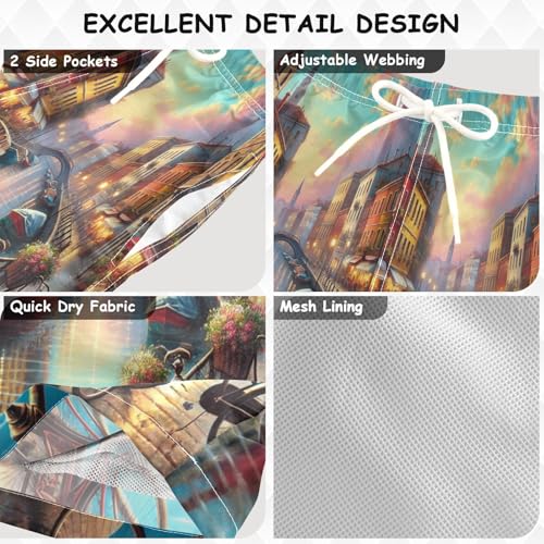 River Bridge Bike Boys Swim Trunks Quick Dry Toddler Swimsuit Boy Board Shorts Bathing Suits Swimwear XS Multi3