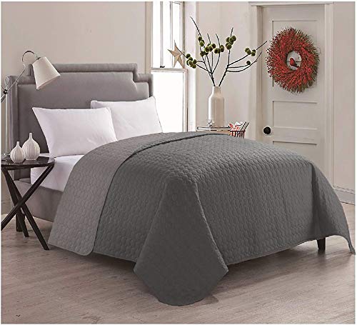 Colchas Boutí Cama 150 Reversible Gris Oscuro y Gris Clara Llevan Dos Fundas Almohada 50(Cama 150)