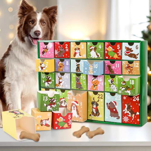 iZoeL Hunde Adventskalender 2024, Adventskalender für Hundeliebhaber, Leerer Adventskalender zum Selbstbefüllen, Weihnachtskalender für Haustiere, zum Befüllen von Snacks und Spiezeug,kleine Geschenk