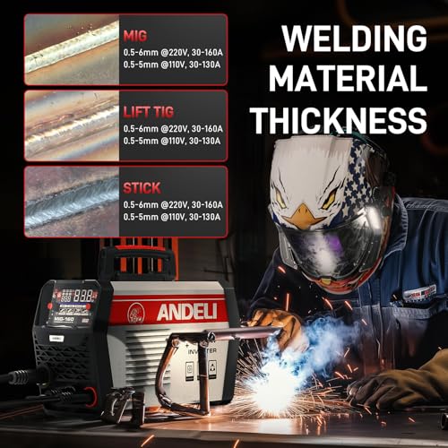 Image of ANDELI 160A MIG Welder, 110V /220V 4-in-1 MIG /Flux Core MIG /Lift TIG /Stick