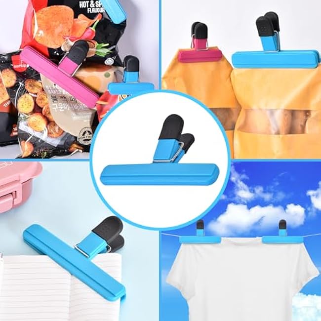12 PCS Chip Clips Bag Clips Food Clips for Bags Sealing Clip Large Size Food Bag Clips for Food Storage Kitchen and Home£¨6.1in x4£¬3.07in x8£©
