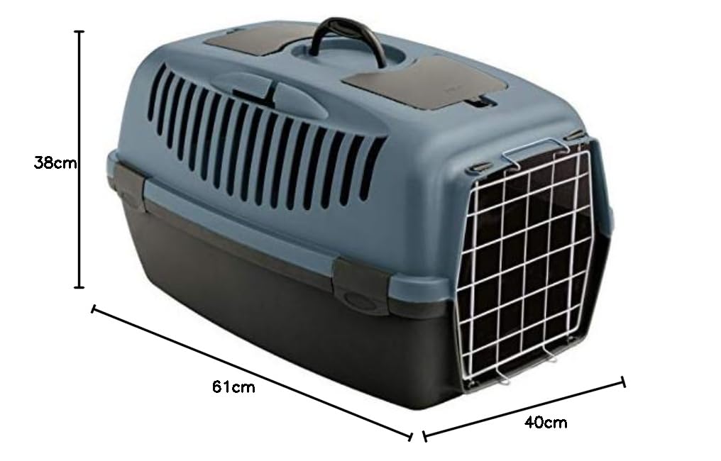 Stefanplast Trasportino per Gatti e Cani - Box Auto Gugliver 3 - Grigio-Blu