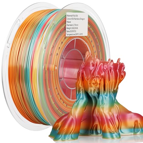 Image of LANDU Silk PLA 3D Printer Filament Multicolor Rainbow PLA Filament 1.75mm Gradient Color Changing Filament 1kg (2.2lbs) Dimensional Accuracy + /- 0.02 mm Silk Rainbow Filament
